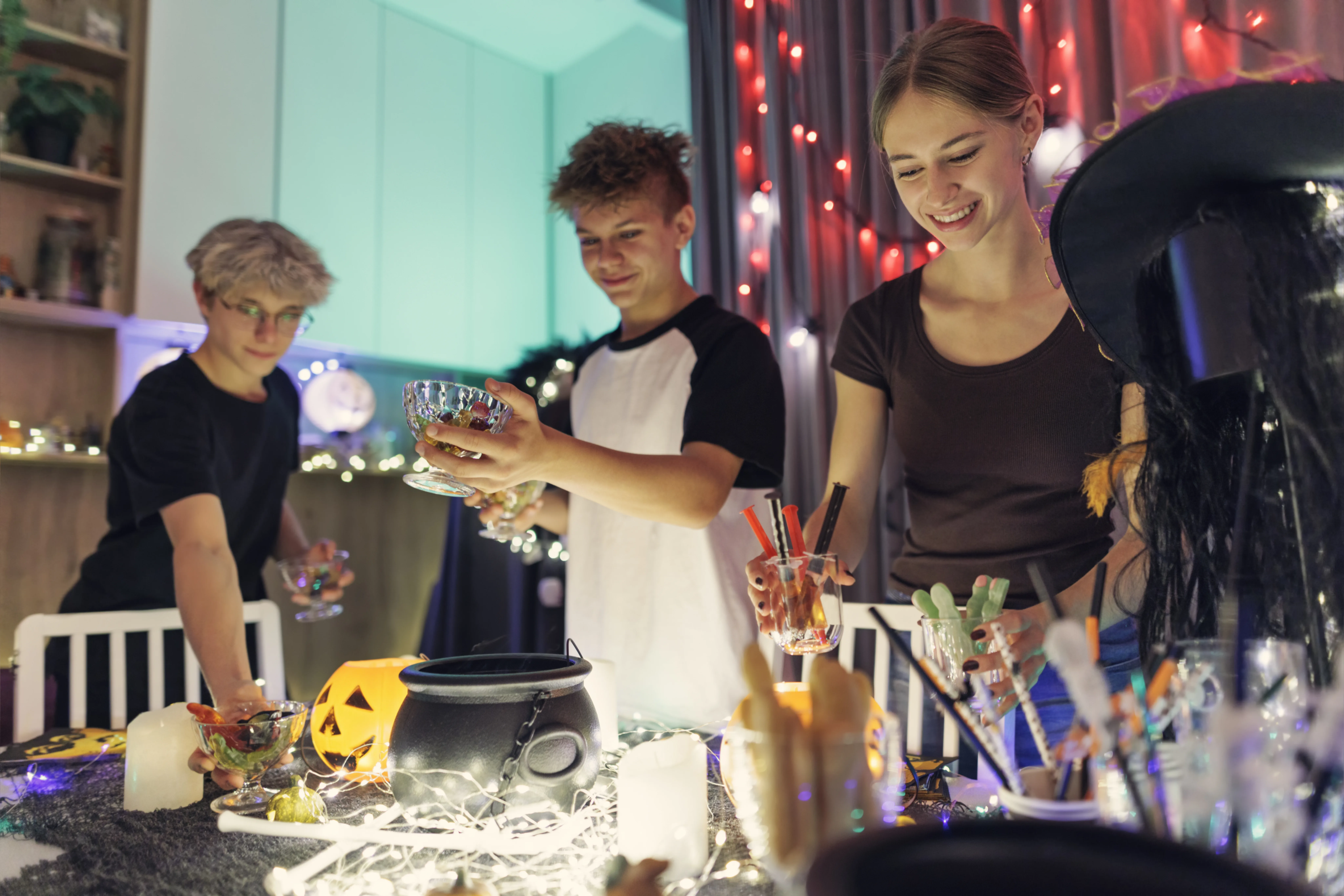 A group of teenagers getting ready for a sober party on halloween night